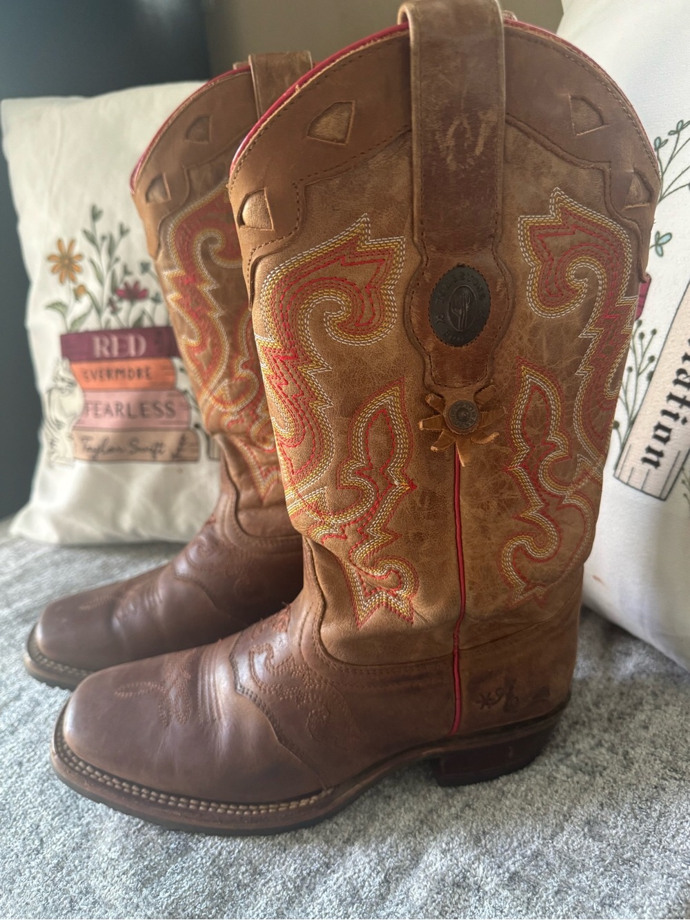 Brown Embroidered Western Ankle Boot - Women - Picture 3 of 13